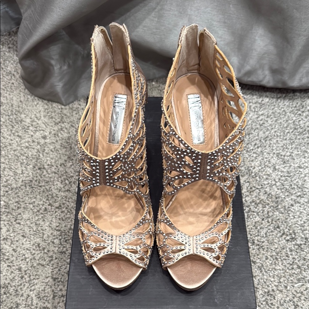 INC International Concepts Women's Sarane Evening Sandals Bisque
